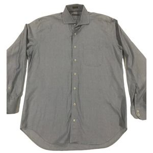 Peter Millar Mens Shirt Blue Geometric Long Sleeve Button Up Cotton Large‎ VGC